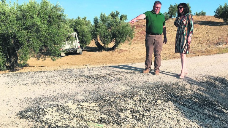 Destrozos en caminos rurales que estaban recién asfaltados