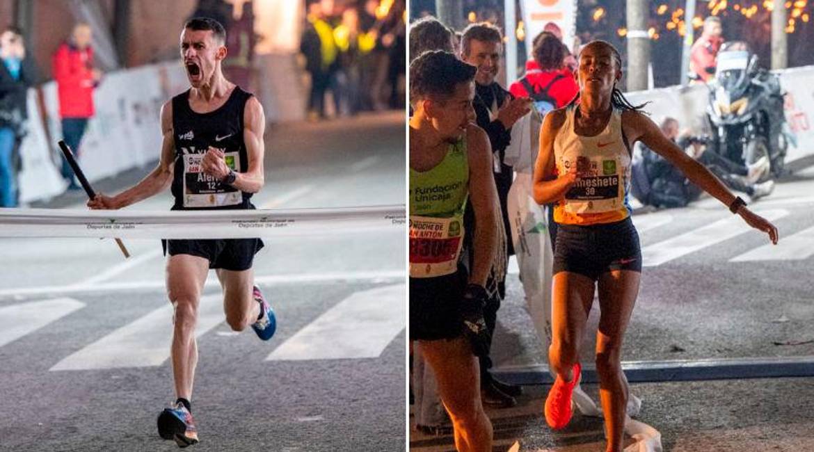 Abderraahmane Aferdi y Mekedes Alemeshete, campeones de la prueba élite. / Jaén, Ciudad del Atletismo.