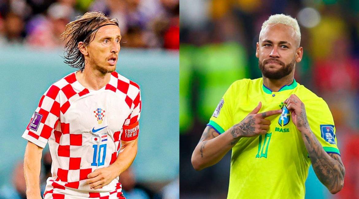 El futbolista croata Luka Modric (izquierda) y el delantero brasileño Neymar, en el Mundial de Catar. / Europa Press