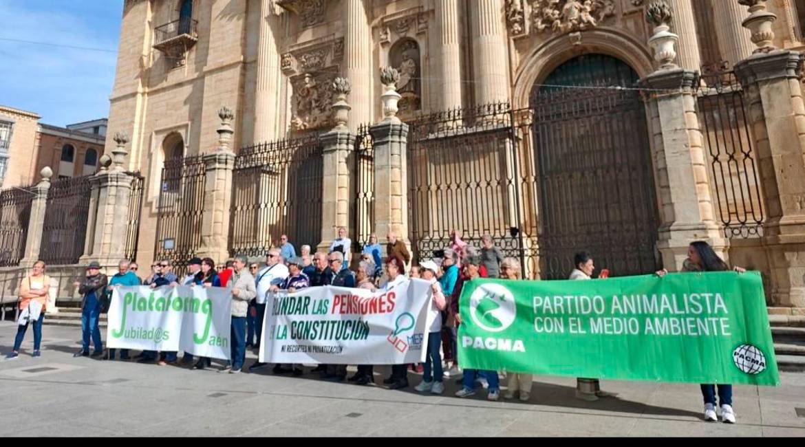 Imagen de archivo de una concentración en defensa del blindaje de las pensiones en la Constitución Española. / Diario JAÉN.