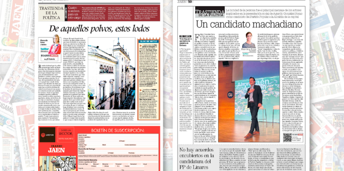 <i>Un década: a la izquierda, primera Trastienda de Manuela Rosa; a la derecha, la última publicada el pasado lunes.</i>