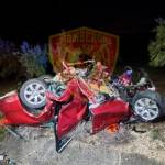 Estado en el que quedó el vehículo tras el siniestro. / Bomberos de Andújar.