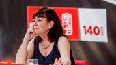EN FERRAZ. Cristina Narbona, presidenta del Partido Socialista, durante la rueda de prensa en la sede del PSOE.
