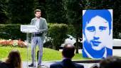 El presidente del PP, Pablo Casado, durante la clausura de la Escuela Miguel Ángel Blanco, en Ermua (Bizkaia)