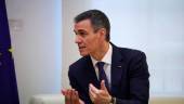 Pedro Sánchez durante su recepción al Gran Duque Guillermo V en Moncloa el jueves 5 de marzo. / Alejandro Martínez / Europa Press.