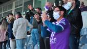 Aficionados del Real Jaén, durante la protesta celebrada en La Victoria el pasado 1 de mayo.