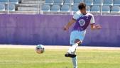 Pedro Fernández, jugador del juvenil A, durante un partido con el primer equipo del Real Jaén.