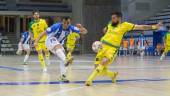 Taborda rechaza un chut de Pedro en la eliminatoria contra el Leganés. / Jaén Paraíso Interior FS.