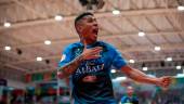 Bynho celebra un gol con el Viña Albali Valdepeñas. / ACP-FS Valdepeñas.