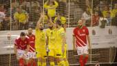 ALEGRÍA. Míchel, Carlitos y Mauricio celebran el primer gol del Jaén Paraíso Interior FS.