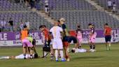 Jugadores del Real Jaén, lamentados tras caer eliminados ante el Atlético Malagueño en los play off de ascenso de la temporada pasada. / Juande Ortiz / Diario JAÉN.