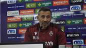 El entrenador del Real Jaén, Manuel Herrero, durante la rueda de prensa de este mediodía. / F. Gaitán / Diario JAÉN.