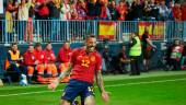 Joselu celebra su primer gol ante Noruega en Málaga. / Joaquín Corchero / AFP7 / Europa Press.