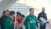 Pedro Díaz, en primer plano, durante un partido de esta temporada.