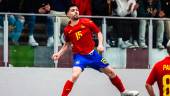 Dani Zurdo celebra uno de los cuatro goles ante Inglaterra. RFEF