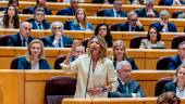 La portavoz del PP en el Senado, Alicia García, durante una sesión de control al Gobierno. / Ricardo Rubio / Europa Press.