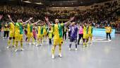 Los jugadores del Jaén Paraíso Interior FS celebran la victoria ante el Barça en la Copa del Rey. / Juande Ortiz.