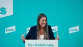 La portavoz de Junts en el Congreso, Miriam Nogueras, durante una rueda de prensa, a 3 de diciembre de 2025, en Barcelona. / David Zorrakino / Europa Press.