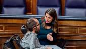 El portavoz de Unidas Podemos en el Congreso de los Diputados, Pablo Echenique y la ministra de Igualdad, Irene Montero. / Jesús Hellín / Europa Press.