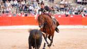 El rejoneador salmantino Sergio Pérez de Gregorio en una corrida de rejones, en la que muestra su maestría y sentir taurino. 