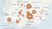 Mapa con distribución del lince ibérico en España y Portugal. La población de lince ibérico (Lynx pardinus) en España y Portugal alcanzó los 2.401 individuos censados en 2024. / Europa Press. 