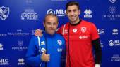 Comparecencia. Juan Arsenal y Samu Urbano, durante la rueda de prensa prepartido del encuentro de este domingo ante el CP Almería.