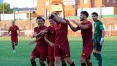 Celebración del gol de Harper ante el Albacete Balompié en Linarejos.