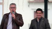 El alcalde de Albanchez de Mágina, Diego Fernández, junto al presidente de la Diputación de Jaén, Paco Reyes, en la inauguración del hogar del pensionista. / Diputación de Jaén.