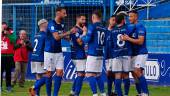 ALEGRÍA. Los jugadores del Linares celebran uno de los seis goles logrados ante el Melilla CD.