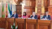 Blas Ogáyar, Pilar Otero, Fernando Nogueras y Joaquín Muñoz, en la mesa presidencial. / Francisco J. Marín / Diario JAÉN.