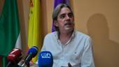 El presidente del Real Jaén, Andrés Rodríguez, durante la rueda de prensa de este mediodía.