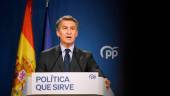 El presidente del Partido Popular, Alberto Núñez Feijóo, durante una rueda de prensa. Archivo.
