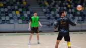 Nando Trindade, en un entrenamiento en el Olivo Arena, con Eloy Rojas. / Jaén FS.