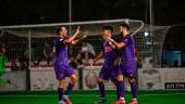 Celebración de uno de los goles del Real Jaén frente al UD Almería B, en pretemporada. / Real Jaén. 