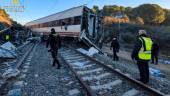 Uno de los dos trenes que han descarrillado a la altura de Adamuz. / Presidente de Renfe, en X.