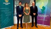Álvaro Martínez, Beatriz López y Juan Gallego en la presentación de la colaboración para los deportes.