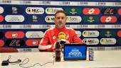 Pedro Díaz en rueda de prensa previa frente al Xerez CD. / Antonio del Arco Sánchez.