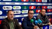 Luis Vera, Miguel de la Fuente y Cristian Sanz en la presentación del técnico. / Antonio del Arco.