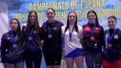 Aurora Martínez, segunda por la izquierda, después de gana la plata en el Nacional de 400 metros. / CN Jaén.