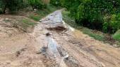 Estado de un camino de Ermita Nueva tras la tromba de agua. 