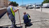 TRABAJO. Operarios trabajan en el Cerro de la Horca.