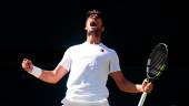 Alcaraz, tras vencer a Taylor Fritz en semifinales de Wimbledon. / Adam Davy / PA Wire / dpa.