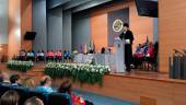 Nicolás Ruiz pronuncia su discurso de toma d eposesión en el Aula Magna. / Agustín Muñoz / Diario JAÉN.