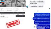 Capturas de una factura falsa y de la conversación con los presuntos estafadores.