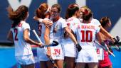 Las jugadoras de España celebran el pase a los cuartos de final.