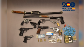 Armas y munición incautadas por la Policía Nacional. 