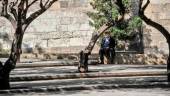 Una persona mayor disfrutando del sol en los alrededores de la Catedral de Jaén. Archivo. / Agustín Muñoz / Diario JAÉN.