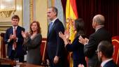 Los Reyes Felipe VI y Letizia, durante el acto institucional “Nuestra constitución más longeva”, en el Congreso de los Diputados, a 17 de febrero de 2026, en Madrid. / Europa Press.
