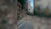 Dos efectivos del cuerpo de Bomberos de Jaén se emplean a fondo para quitar las piedras. / Bomberos de Jaén.