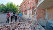 Javier Padorno y Eva Funes visitan las obras del colegio.